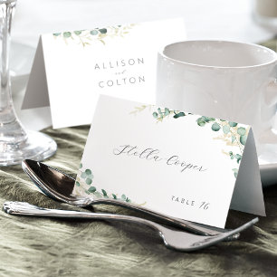 Rustieke eucalyptus groen boho wedding plaatskaart kaart