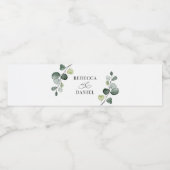 Rustieke Eucalyptus groen bruiloft gepersonaliseer Waterfles Etiket (Enkel label)