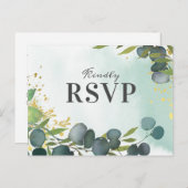 Rustieke Eucalyptus groen bruiloft RSVP Uitnodiging Briefkaart (Voorkant / Achterkant)