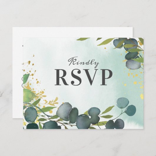 Rustieke Eucalyptus groen bruiloft RSVP Uitnodiging Briefkaart (Voorkant / Achterkant)