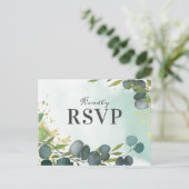 Rustieke Eucalyptus groen bruiloft RSVP Uitnodiging Briefkaart (Staand voorkant)