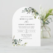 Rustieke Eucalyptus groen gebogen bruiloft Kaart (Staand voorkant)