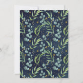 Rustieke Eucalyptus Groen Marine Blauw Goud Doop Kaart (Achterkant)