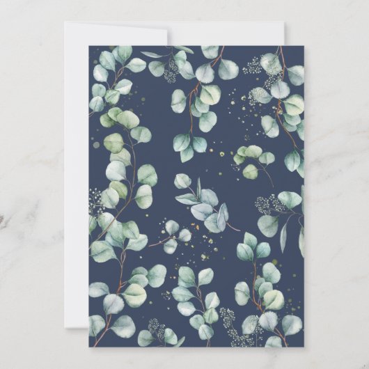 Rustieke eucalyptus groen ovale krans bruiloft kaart (Achterkant)