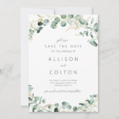 Rustieke eucalyptus groen salie groen boho save the date (Voorkant)