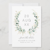 Rustieke eucalyptus groen salie groen boho save the date (Voorkant)