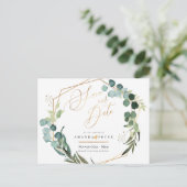 Rustieke Eucalyptus, groen Save the Date Briefkaart (Staand voorkant)