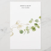Rustieke Eucalyptus Groene Goud Chic Trouwmenu (Achterkant)