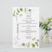 Rustieke Eucalyptus Groene Goud Chic Trouwmenu (Staand voorkant)