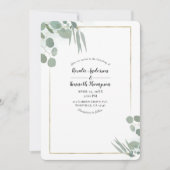Rustieke Eucalyptus Groene & Gouden Bruiloft Kaart (Voorkant)