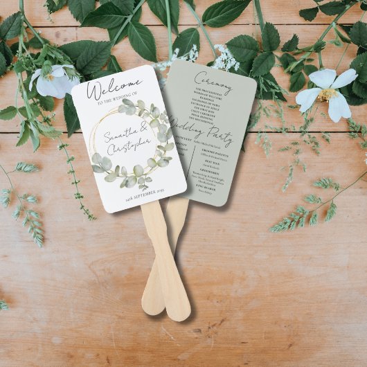 Rustieke Eucalyptus Groene Huwelijk Handwaaier