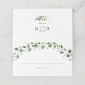 Rustieke Eucalyptus Groene Huwelijkskaart Opgevouw Plaatskaartje (Buitenkant ongevouwen)