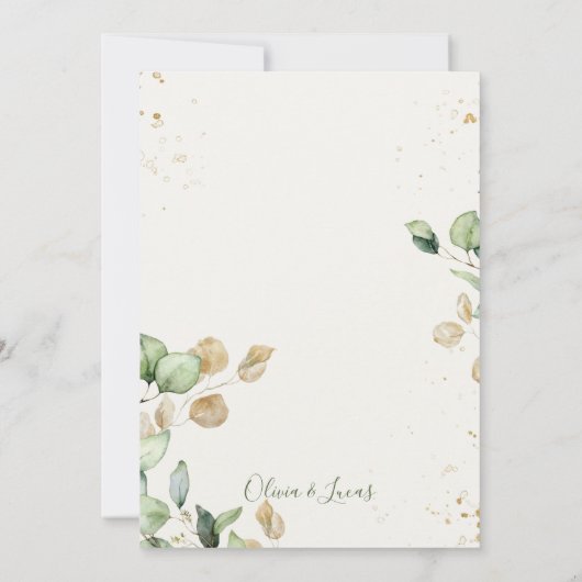 Rustieke eucalyptus groene huwelijksuitnodiging kaart (Achterkant)