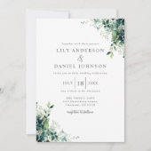 Rustieke Eucalyptus Groene Monogram Bruiloft Kaart (Voorkant)