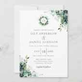 Rustieke Eucalyptus Groene Monogram Foto Bruiloft Kaart (Voorkant)