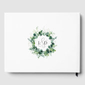 Rustieke Eucalyptus Groene Monogram Moderne Trouw Gastenboek (Achterkant)
