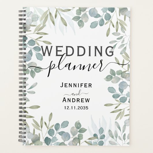 Rustieke Eucalyptus Groene Salie Trouwplanner Planner (Voorkant)