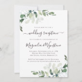 Rustieke Eucalyptus Groene Trouwreceptie Uitnodigi Kaart (Voorkant)