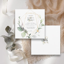 Rustieke Eucalyptus Groenelementen Gouden Bruiloft Kaart