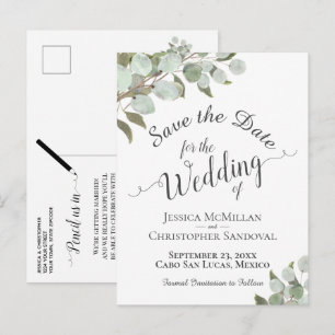 Rustieke Eucalyptus & Groenery Trouw Save the Date Aankondigingskaart