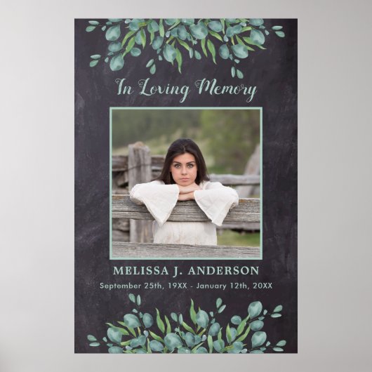 Rustieke Eucalyptus Herdenking Lieve Herinnering F Poster (Voorkant)