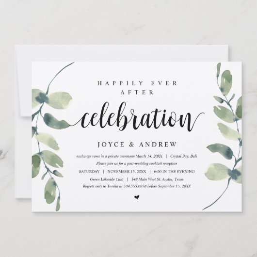 Rustieke Eucalyptus, Huwelijksfeest Kaart (Voorkant)