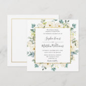 Rustieke Eucalyptus Ivoor Wit Bloemen Bruiloft Kaart (Voorkant / Achterkant)