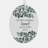 Rustieke Eucalyptus Keepsake Eerste Kerstmis verlo Glas Ornament (Voorkant Rechts)