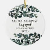 Rustieke Eucalyptus Keepsake Eerste Kerstmis verlo Keramisch Ornament (Voorkant)