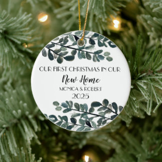 Rustieke Eucalyptus Keepsake Kerstmis Nieuwe Home Keramisch Ornament