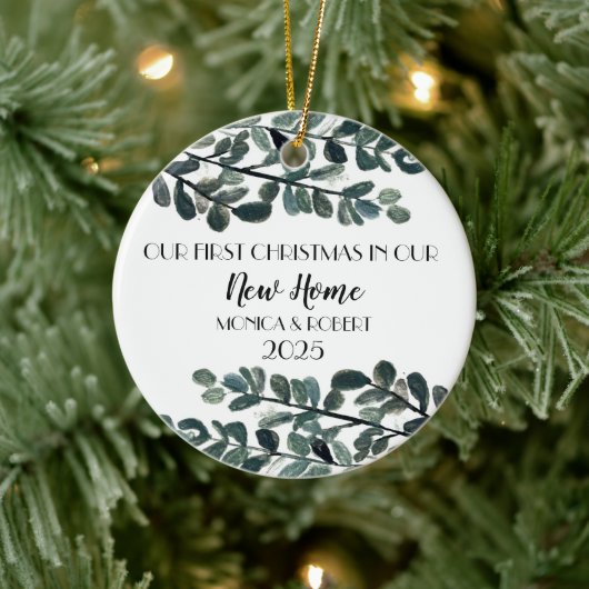 Rustieke Eucalyptus Keepsake Kerstmis Nieuwe Home Keramisch Ornament (Boom)