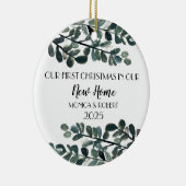 Rustieke Eucalyptus Keepsake Kerstmis Nieuwe Home Keramisch Ornament (Rechts)