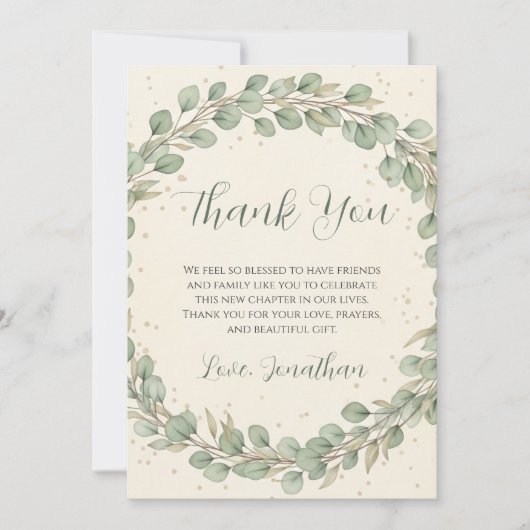 Rustieke Eucalyptus Krans Baby shower Dank u Bedankkaart (Voorkant)
