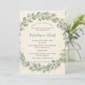 Rustieke Eucalyptus Krans Baby shower Uitnodiging (Staand voorkant)