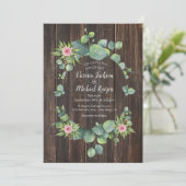 Rustieke Eucalyptus Krans Huwelijksuitnodiging Kaart (Staand voorkant)