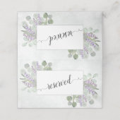 Rustieke Eucalyptus & Lavendel Bruiloft Gereservee Plaatskaartje (Buitenkant ongevouwen)