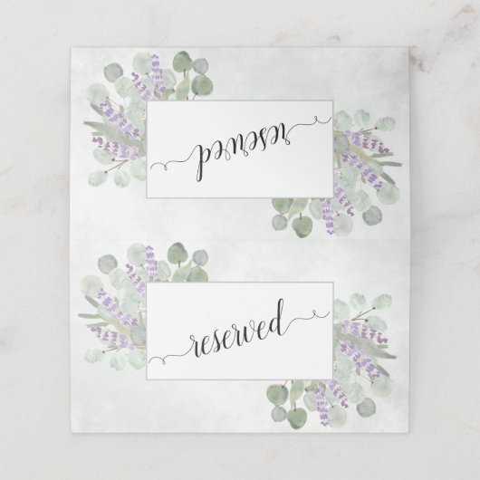 Rustieke Eucalyptus & Lavendel Bruiloft Gereservee Plaatskaartje (Buitenkant ongevouwen)