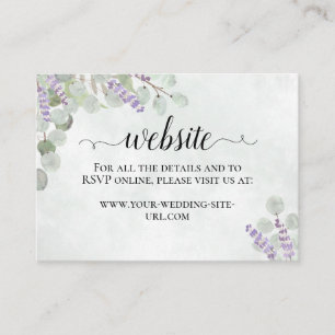 Rustieke Eucalyptus & Lavendel Bruiloft Website Informatiekaartje