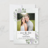 Rustieke Eucalyptus & Lavendel Foto Simpele Trouwd Save The Date (Voorkant)