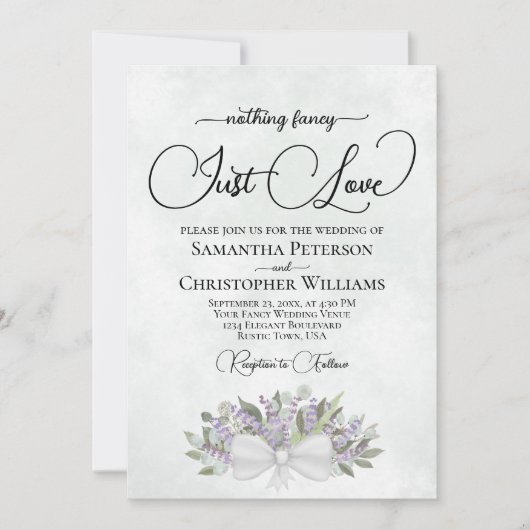 rustieke eucalyptus & lavendel gewoon liefde bruil kaart (Voorkant)