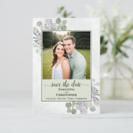Rustieke Eucalyptus & Lavendel Groene Trouwfoto Save The Date