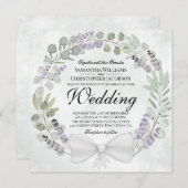 Rustieke Eucalyptus & Lavendel krans bruiloft Kaart (Voorkant / Achterkant)