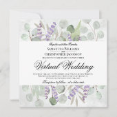 Rustieke Eucalyptus & Lavendel virtuele bruiloft Kaart (Voorkant)