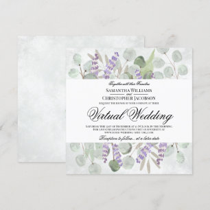 Rustieke Eucalyptus & Lavendel virtuele bruiloft Kaart