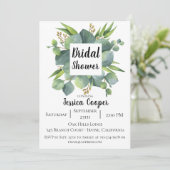 Rustieke Eucalyptus Leaf Bruids Douche Uitnodiging (Staand voorkant)