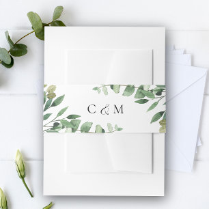 Rustieke Eucalyptus loof bruiloft uitnodiging buik Uitnodigingen Wikkel