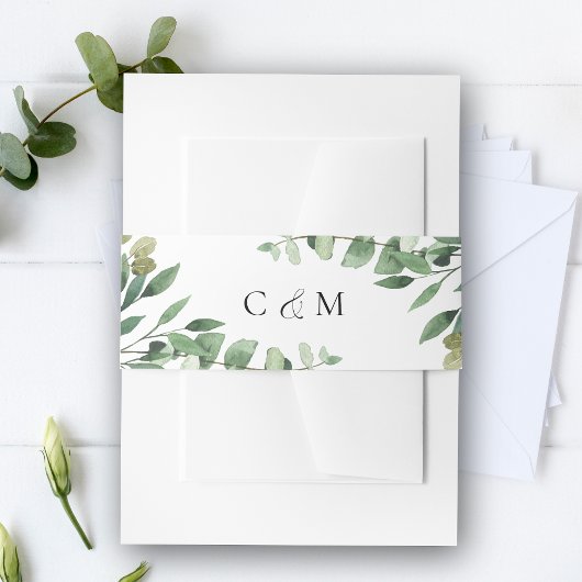 Rustieke Eucalyptus loof bruiloft uitnodiging buik Uitnodigingen Wikkel