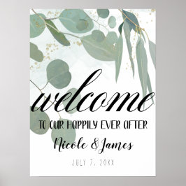 Rustieke Eucalyptus Minimalistische Chic Groene Hu Poster