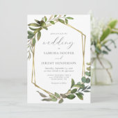 Rustieke Eucalyptus Olijf Gouden Trouwframe Kaart (Staand voorkant)