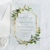 Rustieke Eucalyptus Olijfgouden Lijst bruiloft Acryl Uitnodigingen